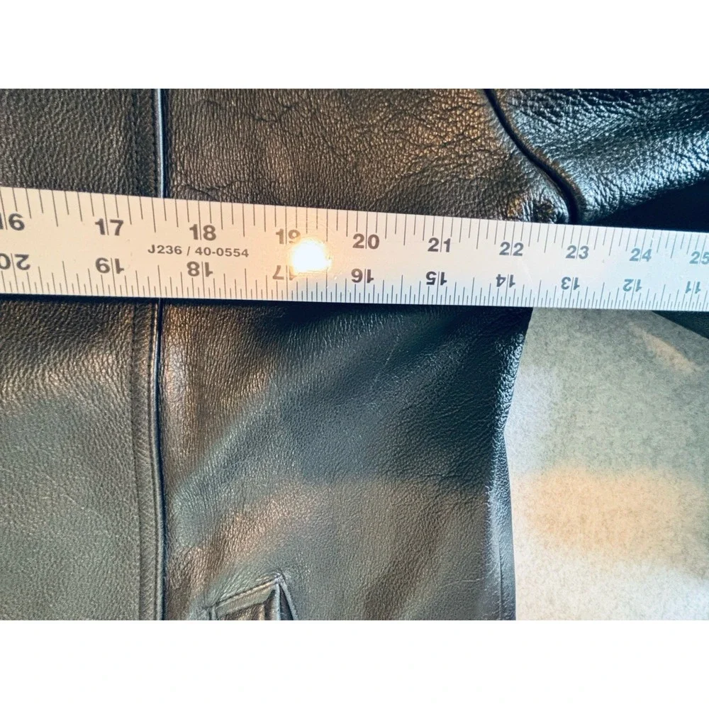 Dockers Men's 100% Leather Black Trench‎ Coat Jacket Quilted Lining Large Read